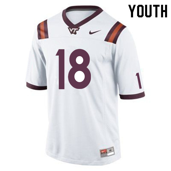 Youth #18 Tyree Rodgers Virginia Tech Hokies College Football Jerseys Sale-White - Click Image to Close